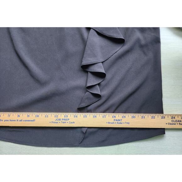 TOP/BLOUSE-GUESS-Black-Front Ruffle-Long Lace Sleeves-Pullover-Size LRG - Picture 11 of 13